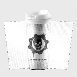 Термокружка-непроливайка Gears of War с потертостями на светлом фоне - фото 2