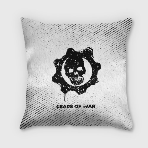 Подушка 3D Gears of War с потертостями на светлом фоне