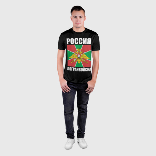 Мужская футболка 3D Slim с принтом Погранвойска России, вид сбоку #3