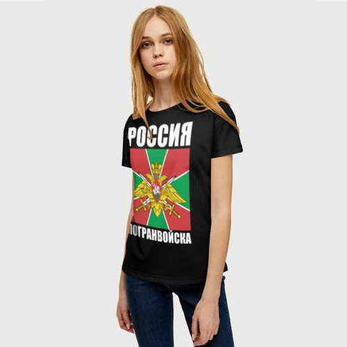 Женская футболка 3D с принтом Погранвойска России, фото на моделе #1
