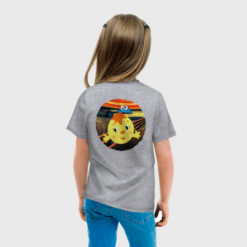 Детская футболка хлопок с принтом Коржик куки монстр и колобок пародия крик Мунка, вид сзади #2