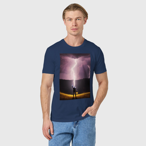 Мужская футболка хлопок Дурак на холме, цвет темно-синий - фото 3
