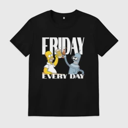 Мужская футболка хлопок Гомер Симсон и Бендер в пятницу