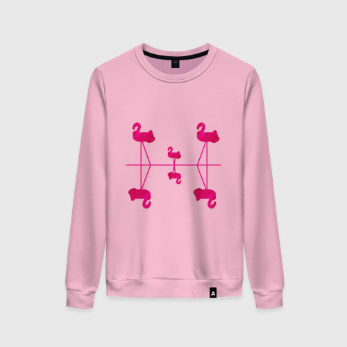 Женский свитшот хлопок Шесть розовых фламинго, цвет светло-розовый
