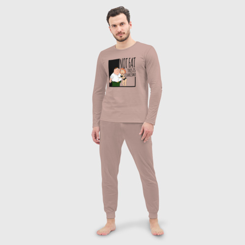 Мужская пижама с лонгсливом хлопок Не толстый, а харизматичный Питер Гриффин, цвет пыльно-розовый - фото 3