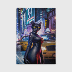 Модная чёрная кошечка в Нью-Йорке – Обложка для автодокументов с принтом купить со скидкой в -20%