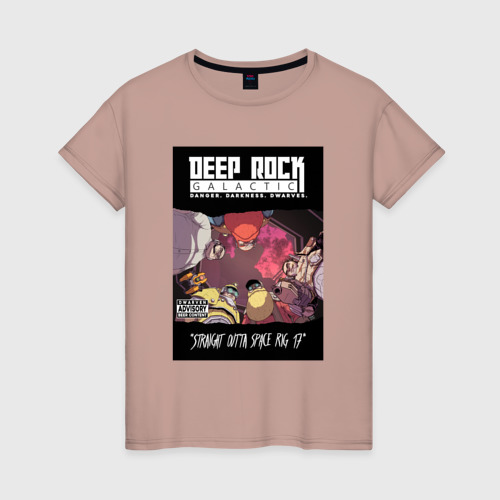 Женская футболка хлопок с принтом Deep Rock Galactic team, вид спереди #2
