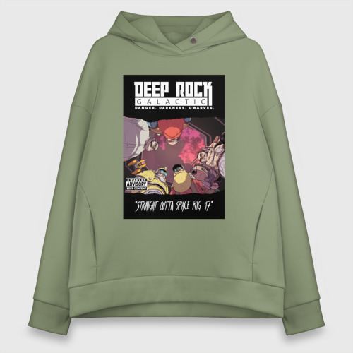 Женское худи Oversize хлопок Deep Rock Galactic team, цвет авокадо