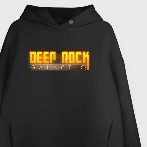 Женское худи Oversize хлопок Deep Rock Galactic logo, цвет черный - фото 3