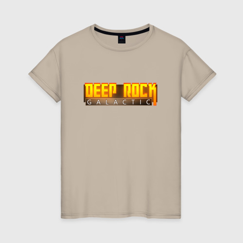Женская футболка хлопок с принтом Deep Rock Galactic logo, вид спереди #2