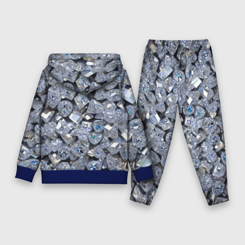 Детский костюм с толстовкой 3D Россыпь бриллиантов, цвет синий - фото 2