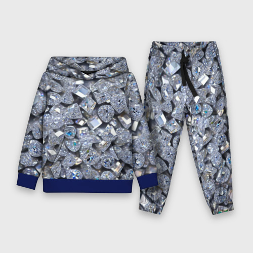 Детский костюм с толстовкой 3D Россыпь бриллиантов, цвет синий