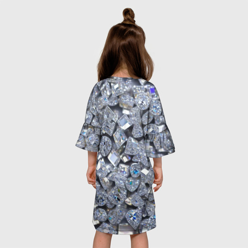 Детское платье 3D с принтом Россыпь бриллиантов, вид сзади #2