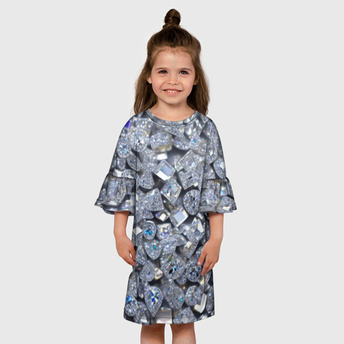 Детское платье 3D с принтом Россыпь бриллиантов, вид сбоку #3