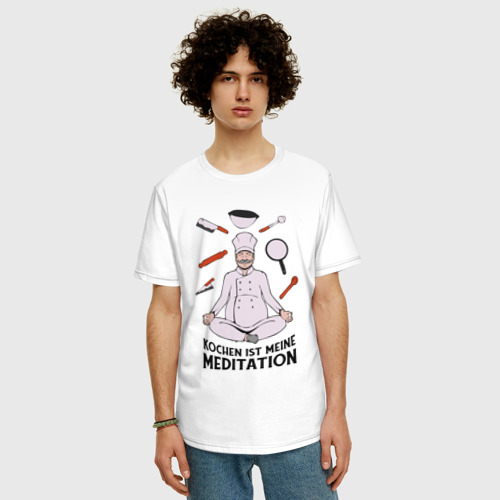 Мужская футболка хлопок Oversize Kochen ist meine meditation, цвет белый - фото 3