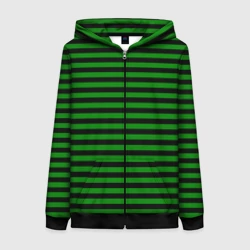 Женская толстовка 3D на молнии Черно-зеленые полосы