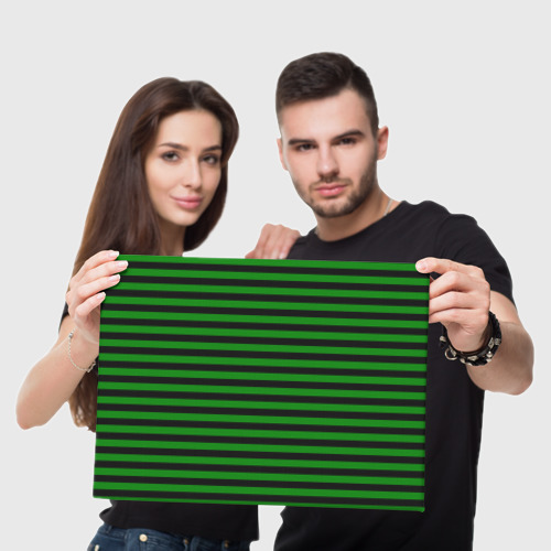 Холст прямоугольный Черно-зеленые полосы, цвет 3D печать - фото 5