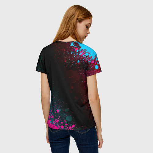 Женская футболка 3D Blue Exorcist - neon gradient: надпись, символ, цвет 3D печать - фото 4