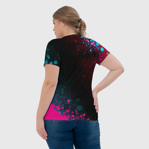 Женская футболка 3D Blue Exorcist - neon gradient: надпись, символ, цвет 3D печать - фото 7