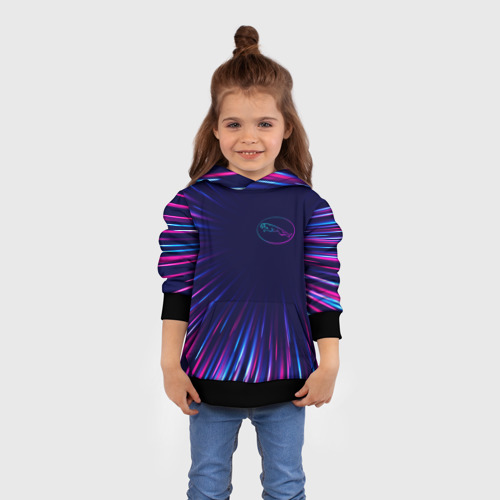 Детская толстовка 3D Jaguar neon Speed lines, цвет черный - фото 4