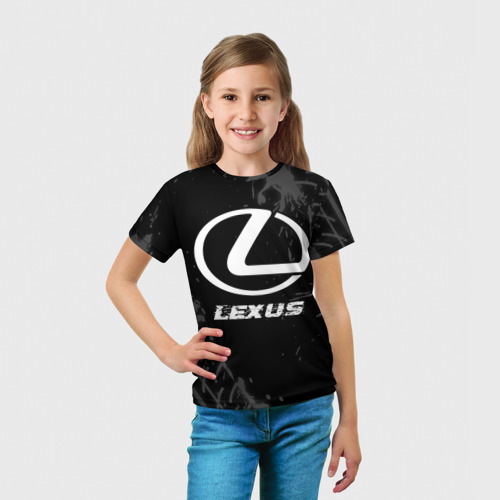Детская футболка 3D Lexus Speed на темном фоне со следами шин, цвет 3D печать - фото 5