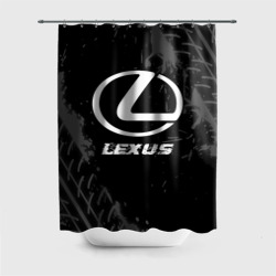 Штора 3D для ванной Lexus Speed на темном фоне со следами шин