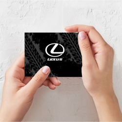 Поздравительная открытка Lexus Speed на темном фоне со следами шин - фото 2