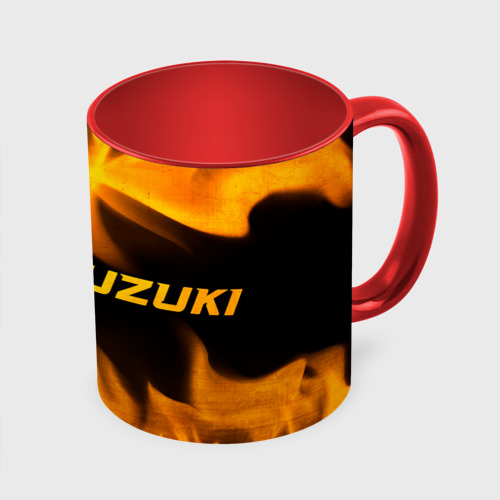 Кружка с полной запечаткой Suzuki - gold gradient: надпись и символ, цвет белый + красный - фото 3