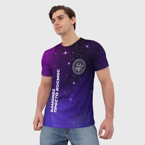 Мужская футболка 3D с принтом Ramones просто космос, фото на моделе #1