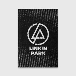 Обложка для паспорта матовая кожа Linkin Park с потертостями на темном фоне