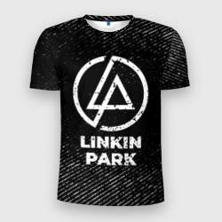 Мужская футболка 3D Slim Linkin Park с потертостями на темном фоне