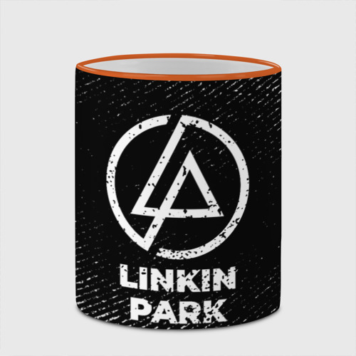 Кружка с полной запечаткой с принтом Linkin Park с потертостями на темном фоне, фото #4