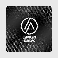 Магнит виниловый Квадрат Linkin Park с потертостями на темном фоне