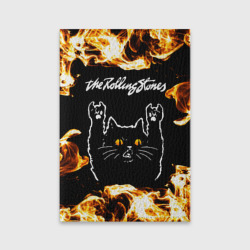 Обложка для паспорта матовая кожа Rolling Stones рок кот и огонь