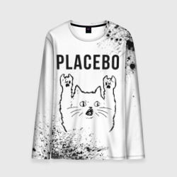 Мужской лонгслив 3D Placebo рок кот на светлом фоне