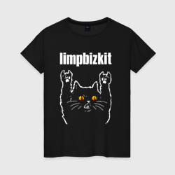 Женская футболка хлопок Limp Bizkit rock cat