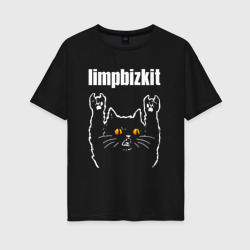 Женская футболка хлопок Oversize Limp Bizkit rock cat