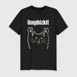 Мужская футболка хлопок Slim Limp Bizkit rock cat
