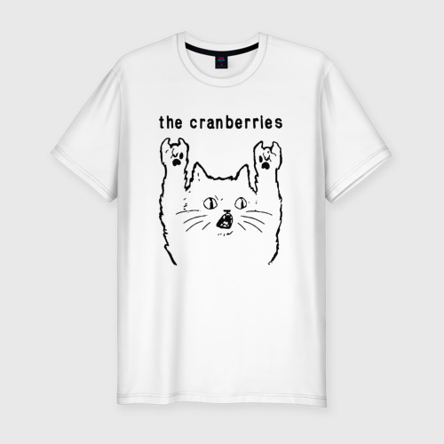 Мужская футболка хлопок Slim The Cranberries - rock cat, цвет белый