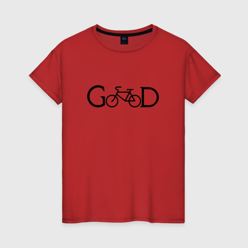 Женская футболка хлопок с принтом GooD bike, вид спереди #2