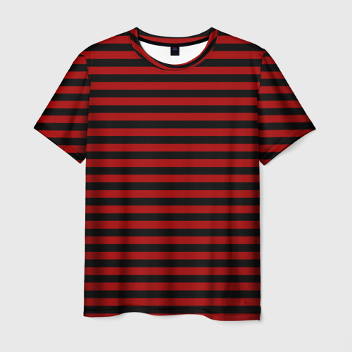 Мужская футболка с принтом Темно-красные полосы, вид спереди №1