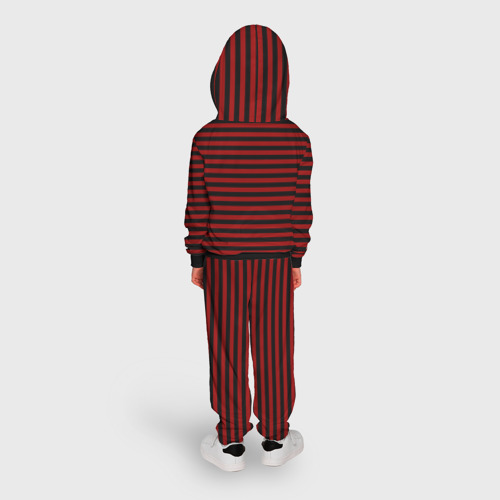 Детский костюм с толстовкой 3D Темно-красные полосы, цвет черный - фото 4