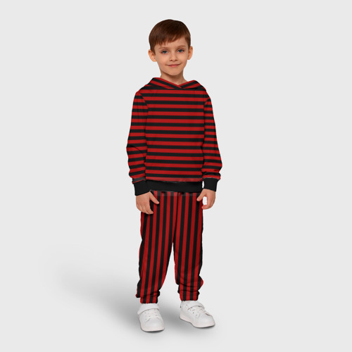 Детский костюм с толстовкой 3D Темно-красные полосы, цвет черный - фото 3