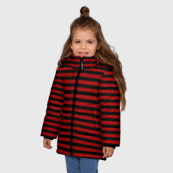 Зимняя куртка для девочек 3D Темно-красные полосы - фото 2