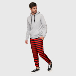 Мужские брюки 3D Черно-красные полосы - фото 2