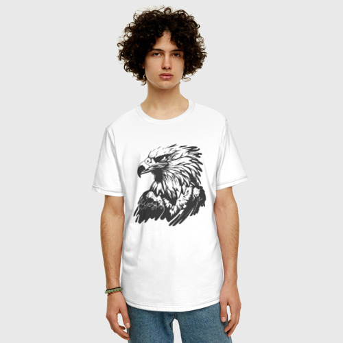 Мужская футболка хлопок Oversize Орел Одина, цвет белый - фото 3