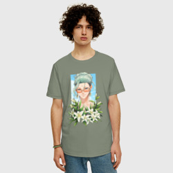 Мужская футболка хлопок Oversize Будда с цветами - фото 2
