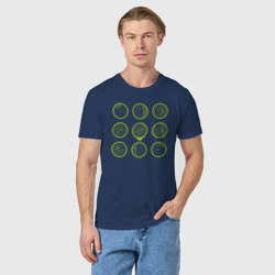 Светящаяся  футболка с принтом Лаймовый цикл для любого человека, вид спереди №2. Цвет основы: темно-синий