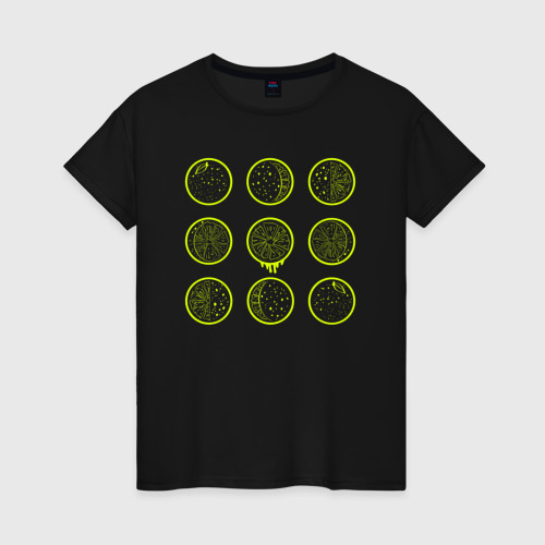 Женская футболка хлопок Лаймовый цикл, цвет черный