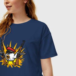 Женская футболка хлопок Oversize Взрывной цыпленок - фото 2